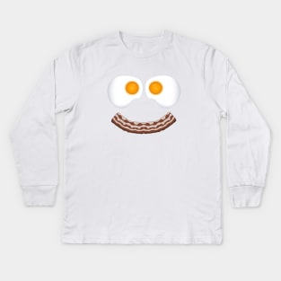 Eggs and Bacon Smiling Face Kids Long Sleeve T-Shirt